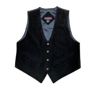 Ladies Quarters Brand Black Suede Snap Button Vest Size‎ Medium